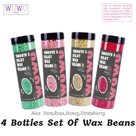 Hard Wax Beads 1600g Set, 400G X 4 Bottles - WUWUVISTA Professional Wax Beans All Purpose Hair Removal Solution For Face&Body, Compatible With Wax Hea