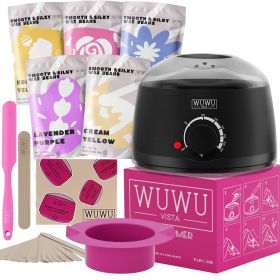 Waxing Kit 19 Items, WUWUVISTA Hair Removal Wax Kit With Wax Melt Warmer Waxing Beads For Face, Brazilian, Full Body, Bikini Suitable For Plugs Of Ame (Option: Black-EU Plug)