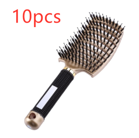 Hairbrush Anti Klit Brushy Haarborstel Women Detangler Hair Brush Bristle Nylon Scalp Massage  Teaser Hair Brush Comb (Option: Golden black-Brush-10pcs)