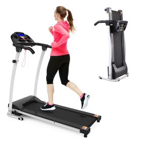 FYC Folding Treadmills for Home;  Foldable Electric Treadmill with LCD display;  Lightweight Compact Treadmill Fitness Running Walking Jogging Exercis (Color: White)