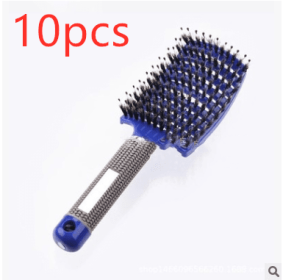 Hairbrush Anti Klit Brushy Haarborstel Women Detangler Hair Brush Bristle Nylon Scalp Massage  Teaser Hair Brush Comb (Option: Blue-Brush-10pcs)