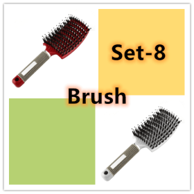 Hairbrush Anti Klit Brushy Haarborstel Women Detangler Hair Brush Bristle Nylon Scalp Massage  Teaser Hair Brush Comb (Option: Set 8-Brush-Set)